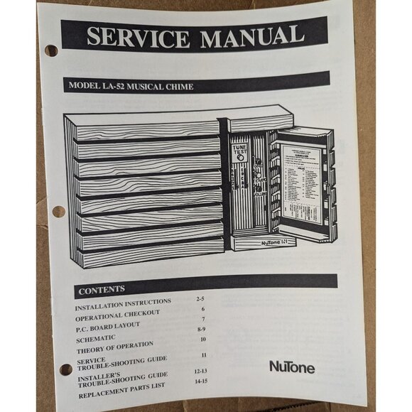 Nutone service manual model LA-52 musical chime - Picture 2 of 5